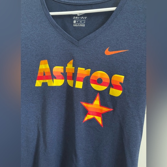 Houston Astros Nike Tee T-Shirt, Women’s XS, V-Neck, Blue, Short Sleeve dri-fit - Picture 2 of 5